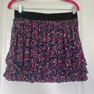Express Floral Skirt with Elastic Waist